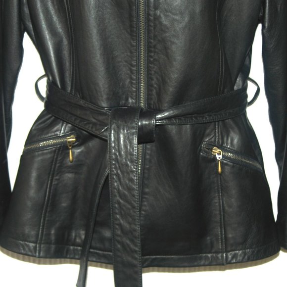 Valerie Stevens Petites Genuine Lamb Leather w/Fur Collar Jacket - Picture 3 of 7